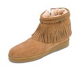 Knöchelhohe Lammfell Fransenstiefel in der Farbe Natur 3421