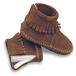 Ботиночки «Velcro» с задней застежкой-липучкой - цвет коричневый, замша ― 