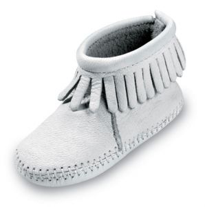 Ботиночки «Velcro» из оленьей кожи с задней застежкой - цвет белый ― 