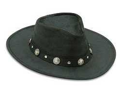 Шляпа с декоративными никелевыми монетками с изображением быка - черная / 9519