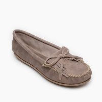 Мокасины женские с бахромой - цвет мраморно-коричневый, кожа, замша / 403C